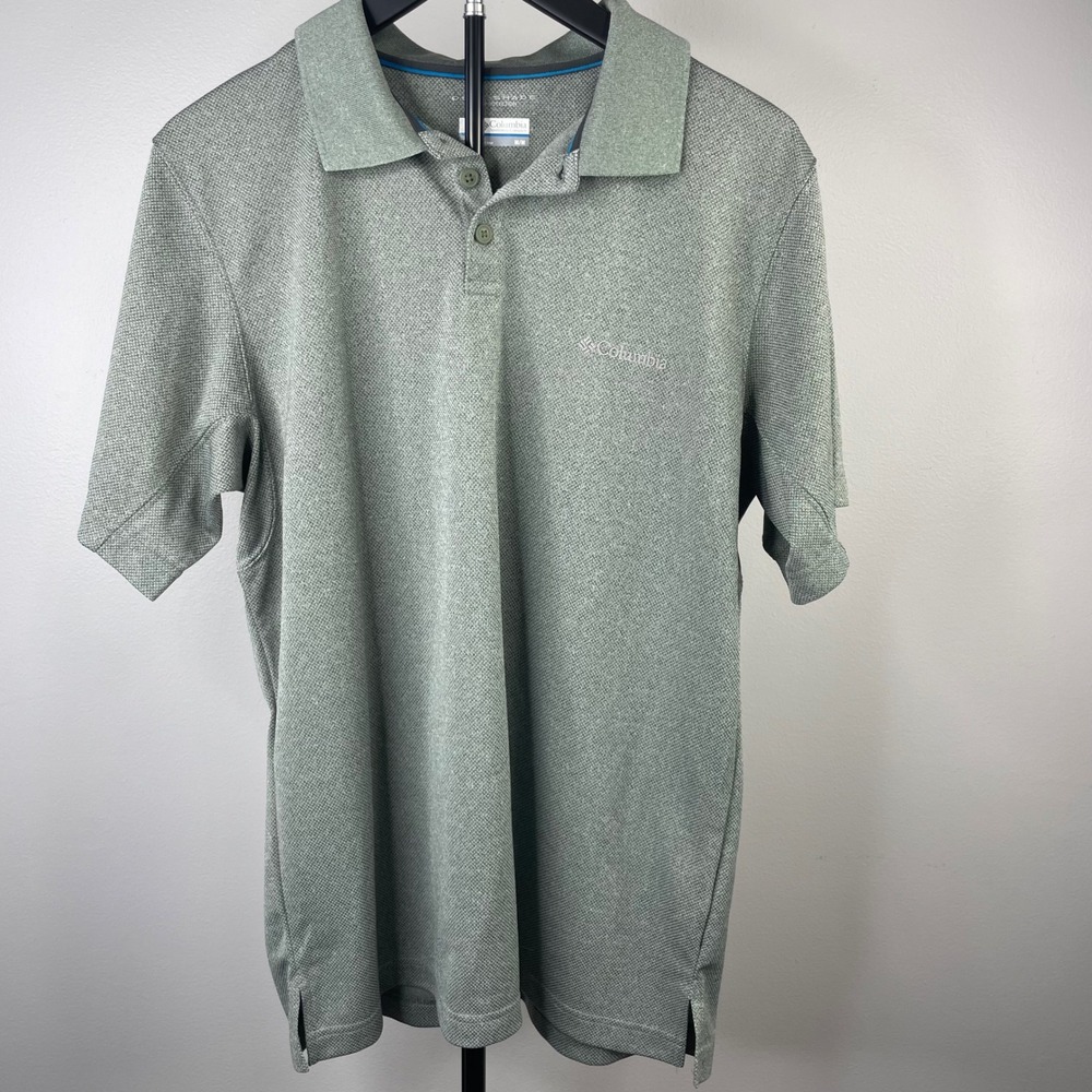 Columbia Omni-Shade Mens Medium Green Heather Short Sleeve Polo Shirt XM6449